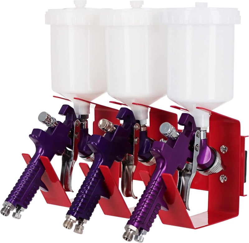 ABN 3 Hook Gravity Spray Gun Holder Triple Paint Gun Rack - 12in Magnetic Auto Paint Gun Holder for Gravity Feed Sprayer - Image 5